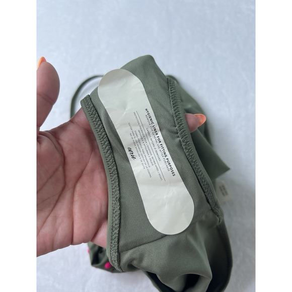 Aerie Womens Cut Out Full Coverage One Piece Olive Green Swimsuit Bathing Suit M - Picture 6 of 9